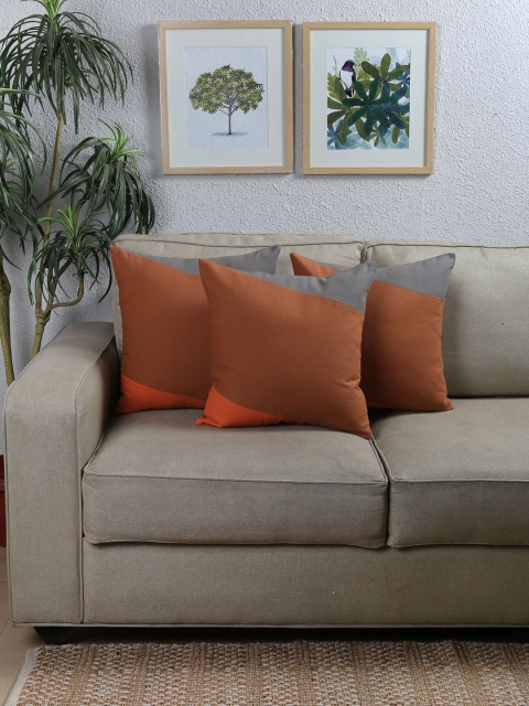 

House This Brown Set of 3 Geometric Square Cushion Covers