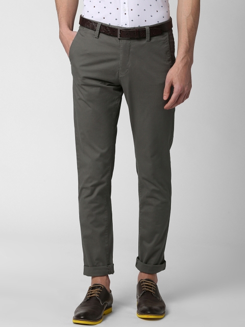 

Peter England Casuals Men Grey Slim Fit Solid Chinos