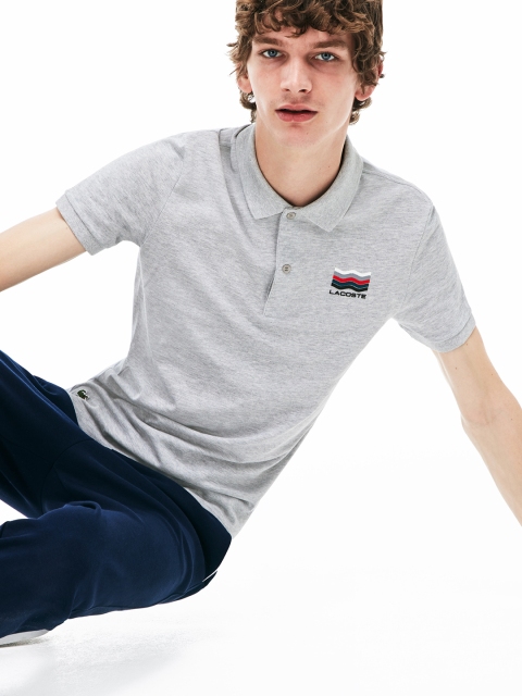 

Lacoste Men Grey Solid Polo Collar T-shirt