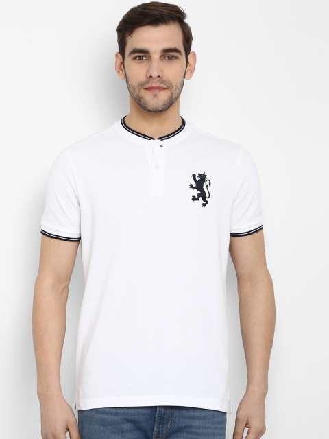 

Red Tape Men White Printed Henley Neck T-shirt