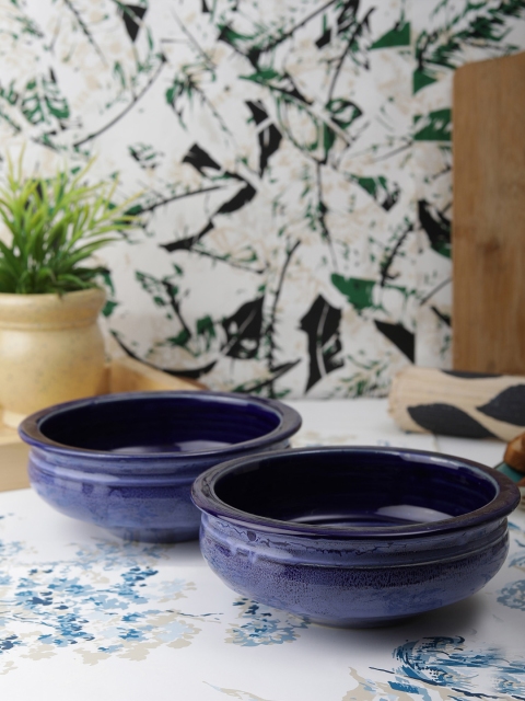 

VarEesha Set of 2 Blue Printed Ceramic Bowls