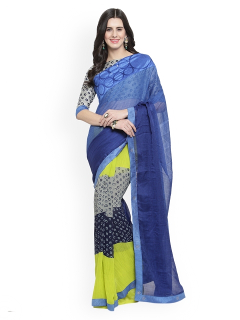 

Shaily Blue Printed Pure Georgette Saree with Blouse Piece