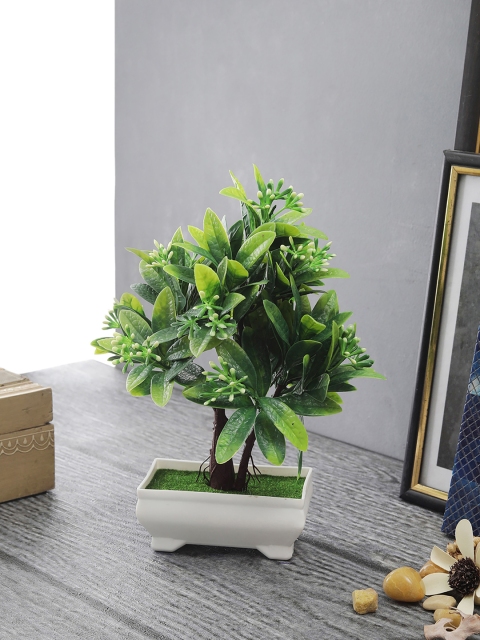 

FOLIYAJ Green & White Artificial Plant With Pot
