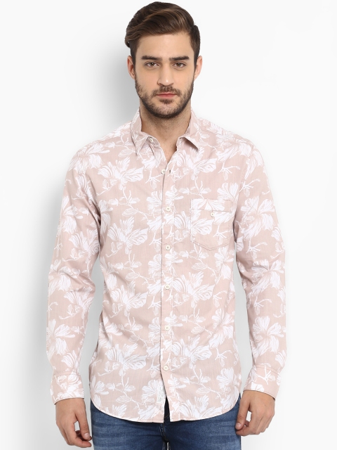 

Mufti Men Beige Slim Fit Printed Casual Shirt