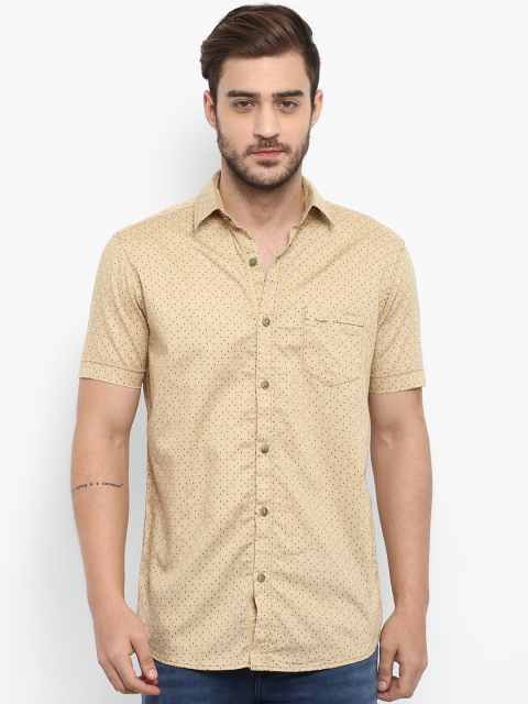 

Mufti Men Khaki Slim Fit Printed Casual Shirt