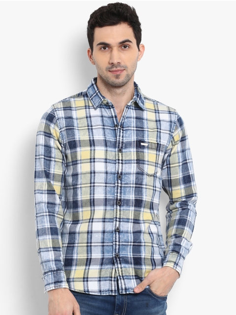 

Mufti Men Blue Slim Fit Checked Casual Shirt