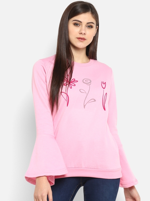 

PURYS Women Pink Printed Sweatshirt