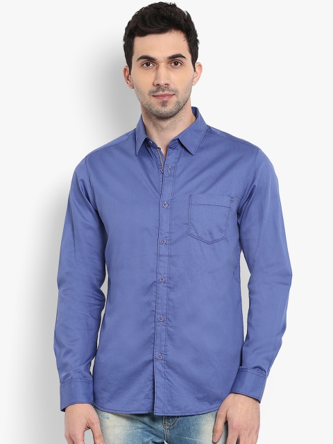 

Mufti Men Blue Slim Fit Solid Casual Shirt