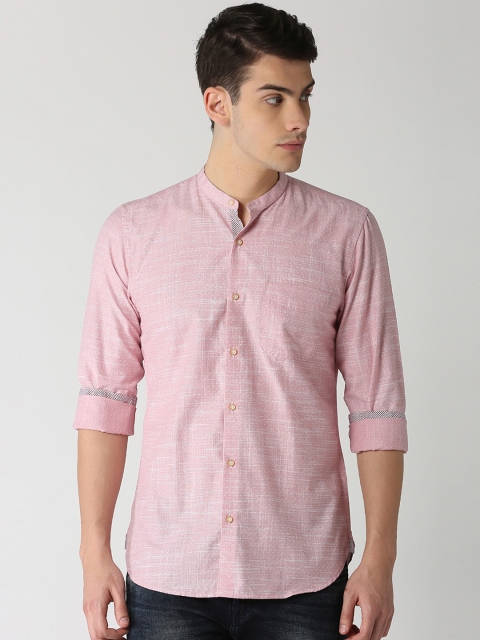 

Peter England Men Pink Slim Fit Self Design Casual Shirt