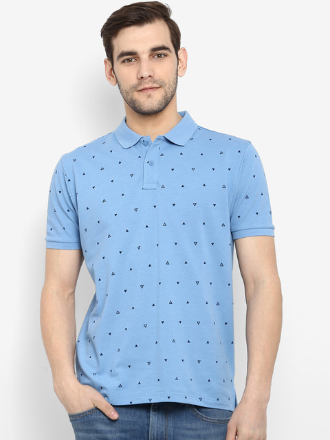 

Red Tape Men Blue Printed Polo Collar T-shirt