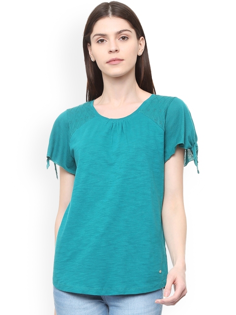 

Allen Solly Woman Blue Self Design Pure Cotton Top