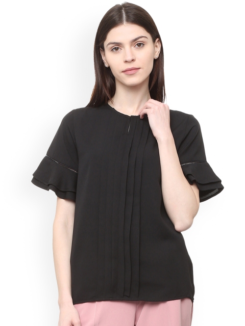 

Van Heusen Woman Black Solid Bell Sleeves Top