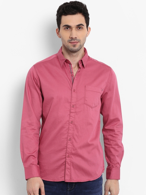 Mufti Men Pink Slim Fit Solid Casual Shirt