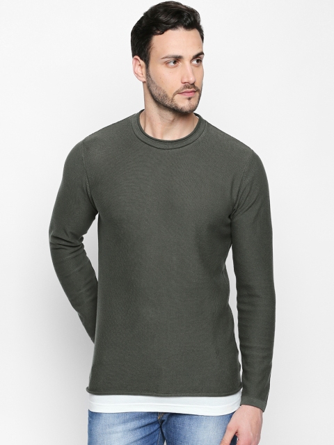 

Urban Ranger by pantaloons Men Olive Green Solid Pullover