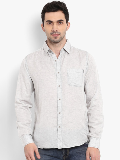 

Mufti Men Grey Slim Fit Solid Casual Shirt