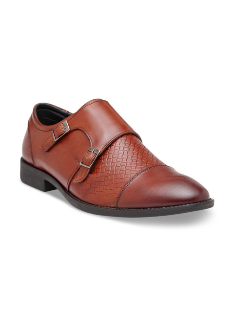 

Teakwood Leathers Men Brown Leather Formal Monk Shoes