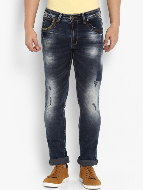 

Mufti Men Navy Blue Regular Fit Mid-Rise Mildly Distressed Stretchable Jeans