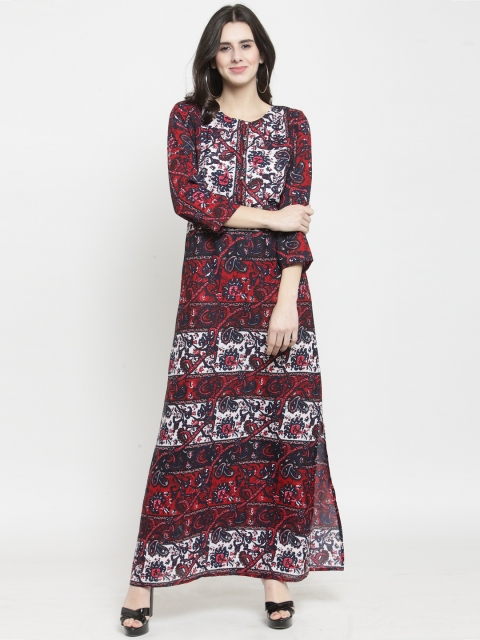 

Purple State Women Maroon Printed Maxi Dress