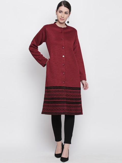 

RANGMANCH BY PANTALOONS Women Red Checked Coat