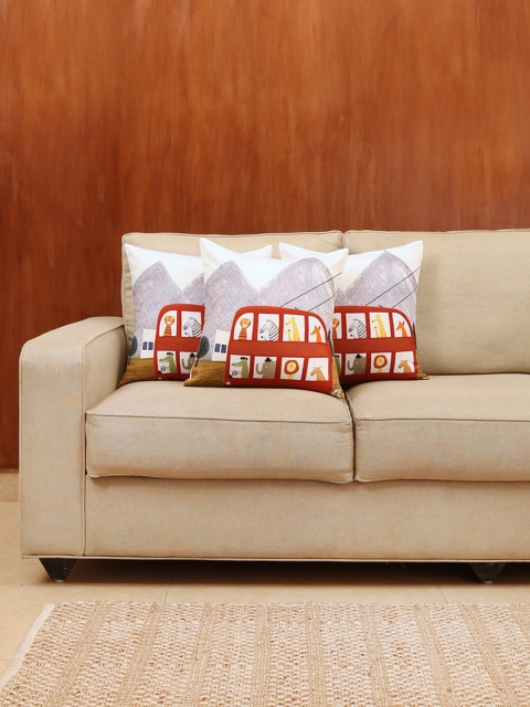 

House This Red Set of 3 Quirky Square Cushion Covers