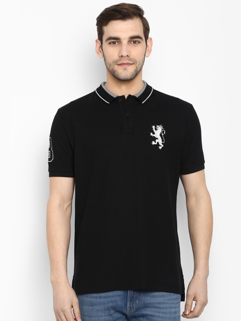 

Red Tape Men Black Solid Polo Collar T-shirt
