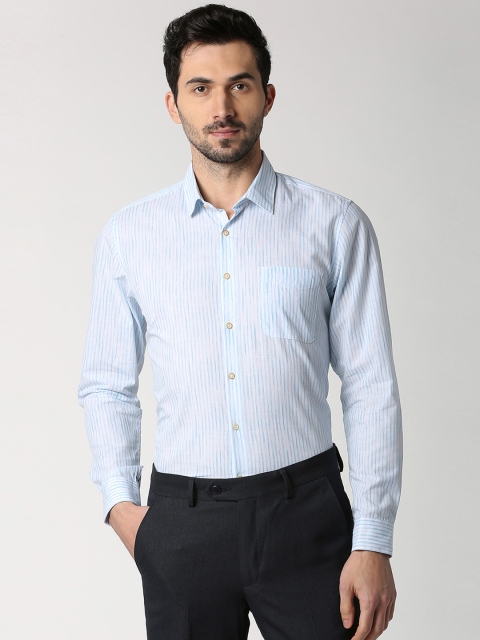 

Peter England Men Blue Regular Fit Striped Casual Shirt