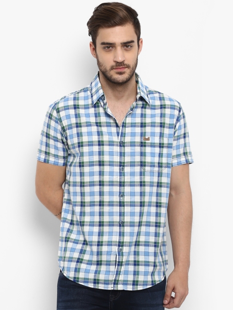 

Mufti Men Off-White & Blue Slim Fit Checked Casual Shirt
