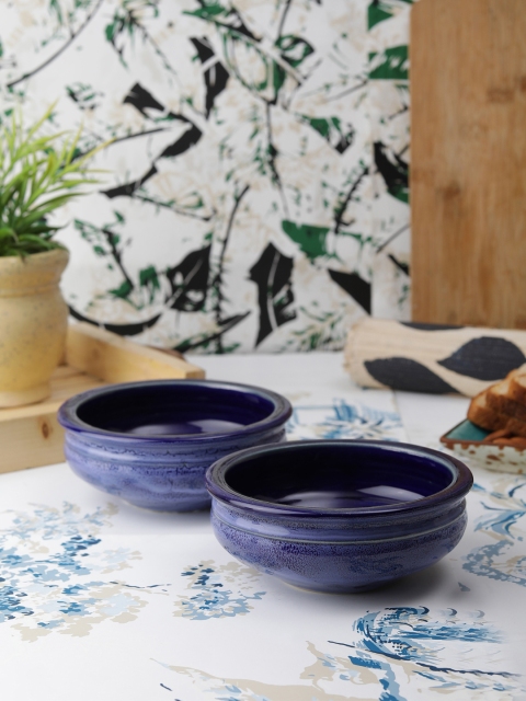 

VarEesha Set of 2 Blue Printed Ceramic Bowls