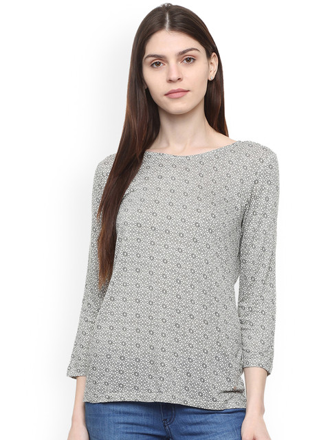 

Allen Solly Woman Grey Printed Top