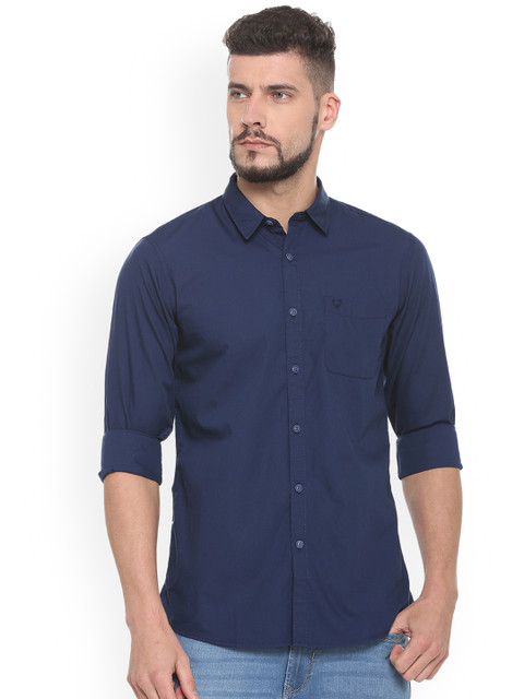 

Solly Jeans Co. Men Navy Blue Slim Fit Solid Casual Shirt