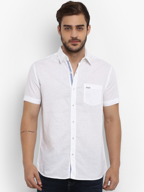

Mufti Men White Slim Fit Solid Casual Shirt