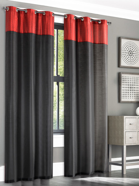 

Deco Window Black & Red Set of 2 Door Curtains