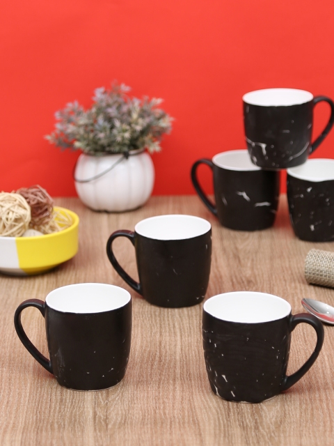 

CLAY CRAFT Black & White Printed Set Of 6 Coffee Mugs