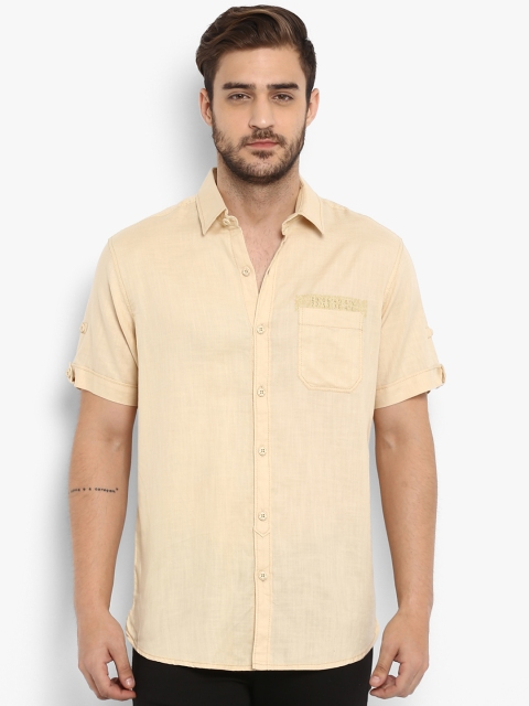 

Mufti Men Beige Slim Fit Solid Casual Shirt