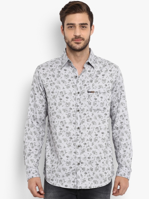 

Mufti Men Grey Slim Fit Printed Casual Shirt
