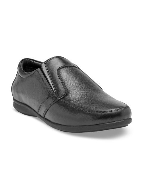 

Teakwood Leathers Men Black Leather Formal Slip-Ons