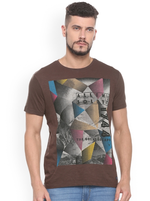 

Solly Jeans Co. Men Brown Printed Round Neck T-shirt