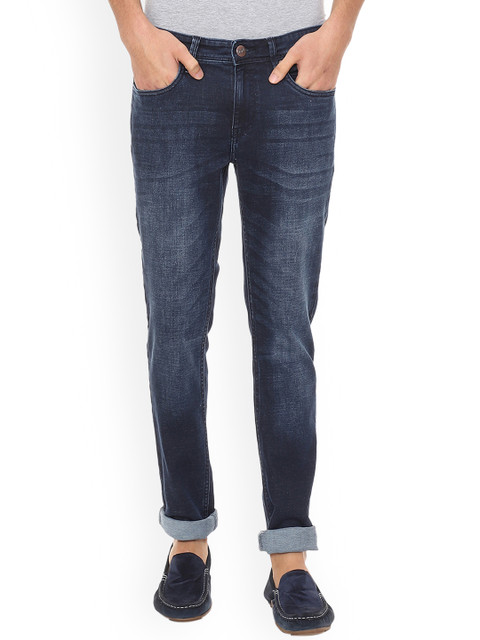 

People Men Blue Regular Fit Mid-Rise Clean Look Jeans