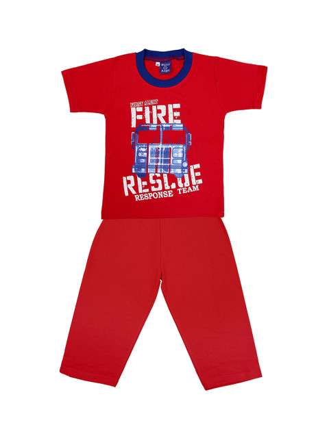 

SWEET ANGEL Kids Red Printed Night suit 300818