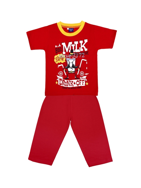 

SWEET ANGEL Kids Red Printed Night suit 300824