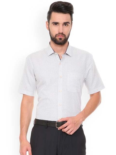 

Peter England Men White & Blue Regular Fit Printed Formal Shirt