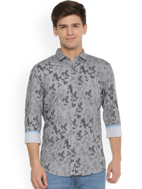 

Solly Jeans Co. Men Grey & Black Regular Fit Printed Casual Shirt