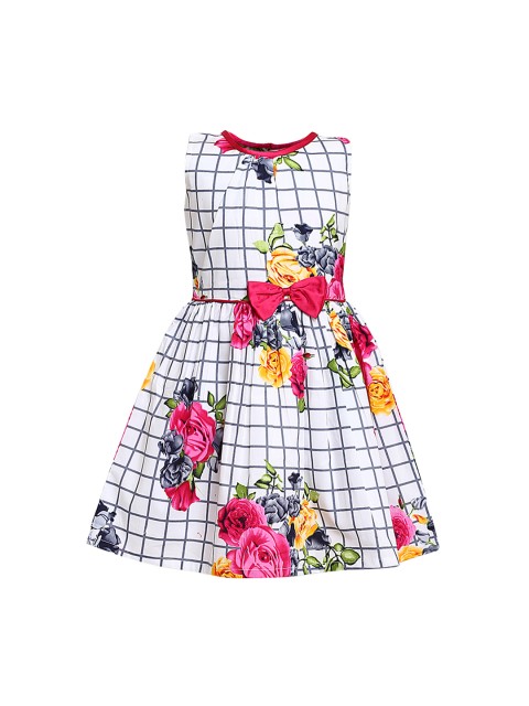 

Aarika Girls Off-White Printed Fit and Flare Dress
