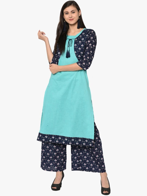 

ZIYAA Women Blue Printed Kurti with Palazzos