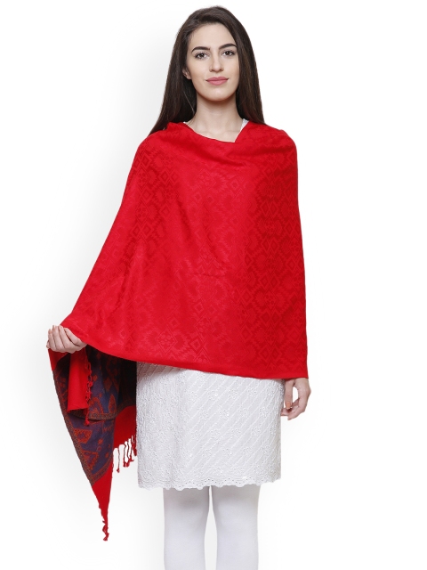 

Anekaant Women Red Woven Design Shawl