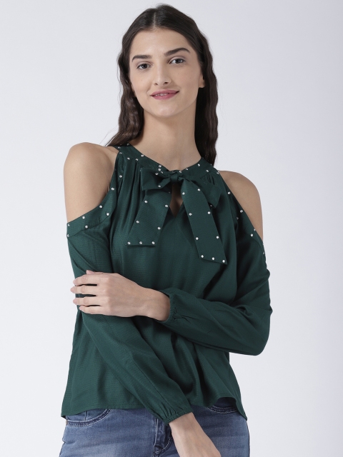 

Magzayra Women Green Embellished A-Line Top