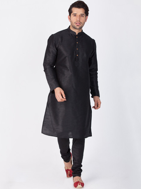 

VASTRAMAY Men Black Solid Kurta with Pyjamas