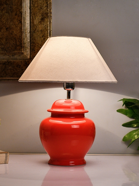 

Homesake Orange Solid Handcrafted Table Lamp with Shade