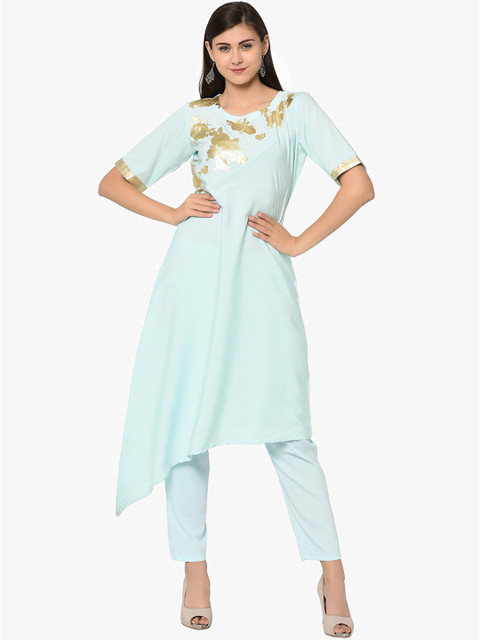 

ZIYAA Women Blue Printed Kurta with Trousers