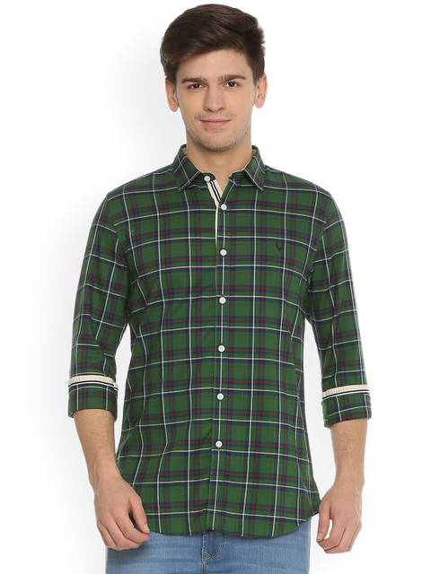 

Allen Solly Men Green & White Slim Fit Checked Casual Shirt